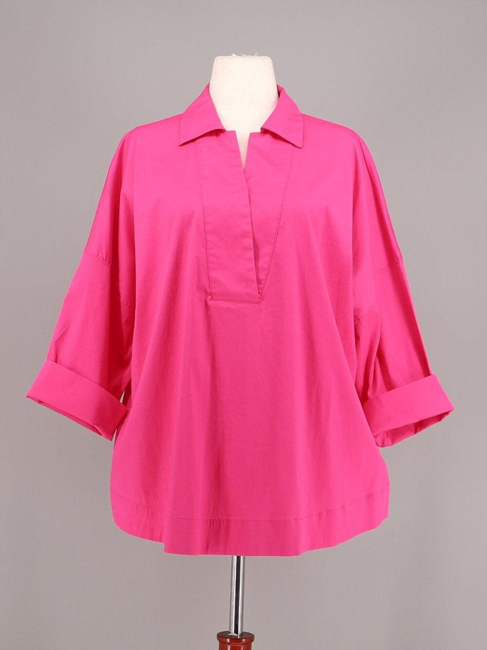 CHICO'S Stretch Popover 3/4 Sleeve Tunic Top in Hot Pink Size 3 (16/18)